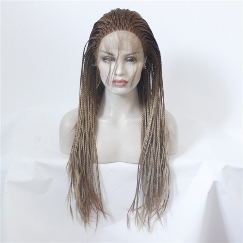 24" Brown Gradient Lace Front Synthetic Braided Wig BW400