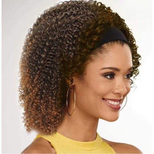 16" Brown Gradient Curly Synthetic Headband Wigs HW917