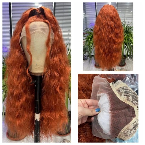 Copper Red Corn Scalding Long Curly Lace Front Synthetic Wig LF486