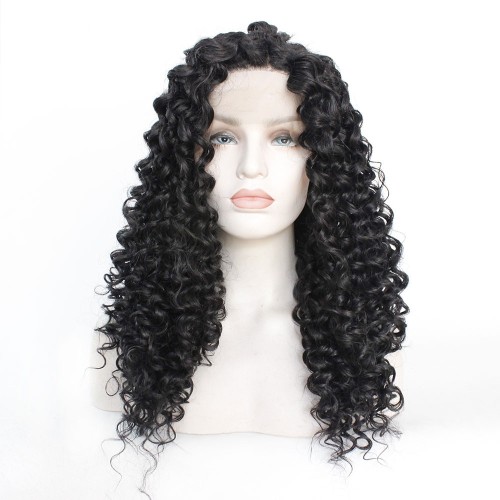Black Deep Curly Lace Front Synthetic Wigs LF559