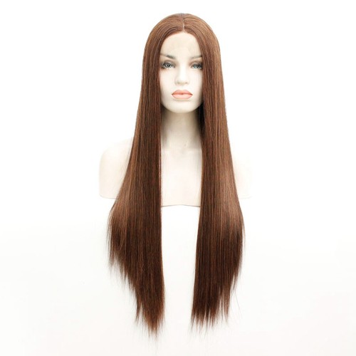 Two Tone Brown Straight Lace Front Synthetic Wigs LF587