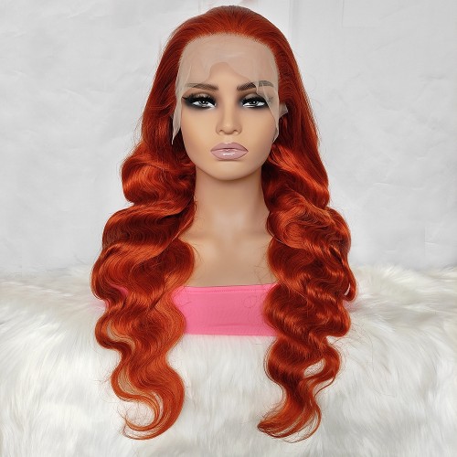 20" Orange Body Wave Lace Front Remy Natural Hair Wig NH326