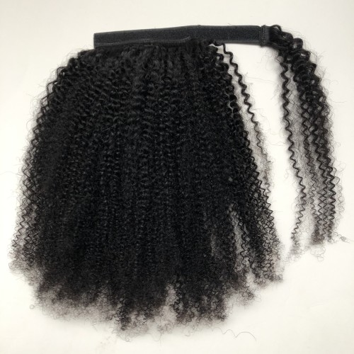 Afro Kinky Curly Wrap Around Human Hair Ponytail Extension PW1045