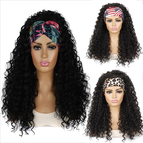 Black Deep Curly Synthetic Headband Wigs HW951