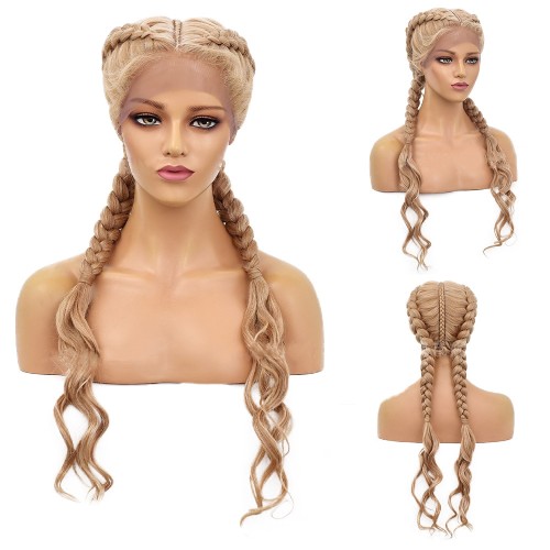 Golden Hand Braid Two Braids Lace Front Braided Wigs BW599