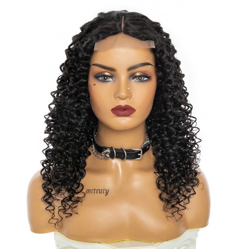 20" Black Water Wave Lace Front Blend Human Hair Wigs NH1219