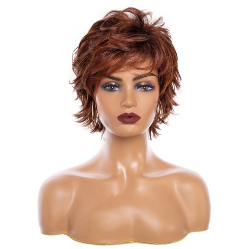 Brownish Red With Dark Roots Short Synthetic Wigs RW1170