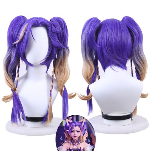 Honor of Kings Lady Sun Blue Mixed Golden Synthetic Cosplay Wigs CW880