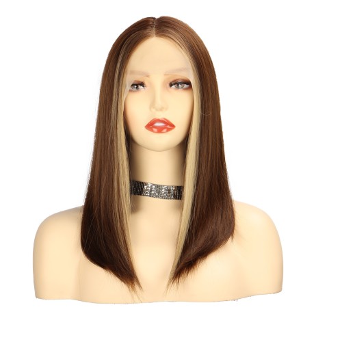 Brown Mixed Golden Straight Lace Front Wig LF068