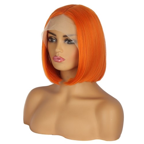 Straight Bob Orange Lace Front Synthetic Wigs LF591