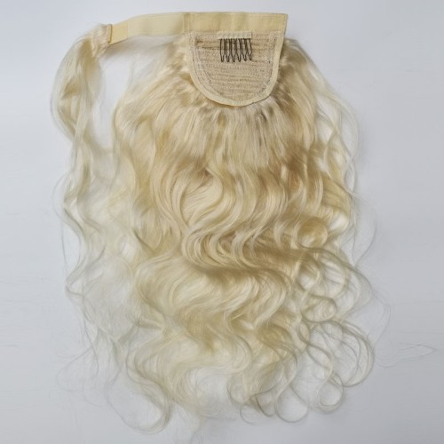 Blonde Body Wave Wrap Around Human Hair Ponytail Extension PW1055