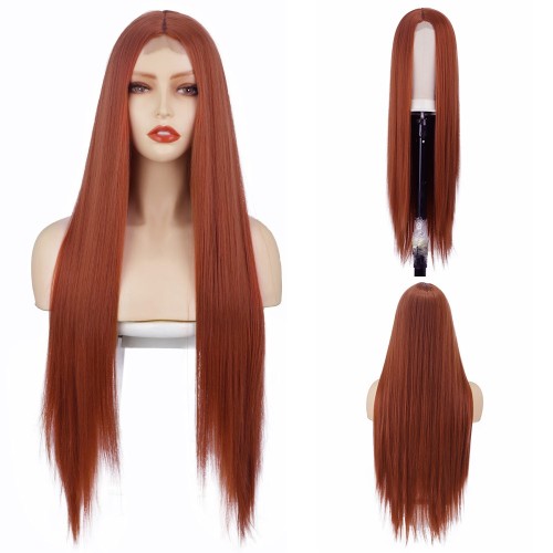 26" Long Straight Brown Synthetic Wigs RW578