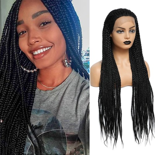 Black Dreadlocks Lace Front Synthetic Braided Wigs LF063