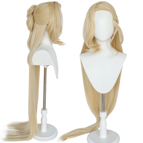 Genshin Impact Executor Blonde Long Straight Synthetic Cosplay Wig CW339