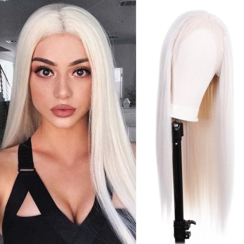 White Straight Lace Front Synthetic Wig LF039