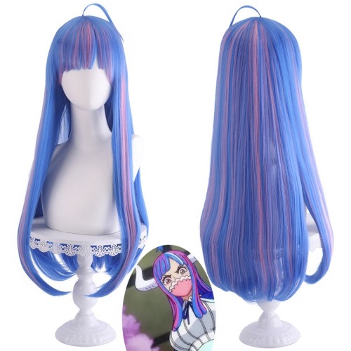 One Piece Ulti Blue Mixed Pink Synthetic Cosplay Wigs CW859