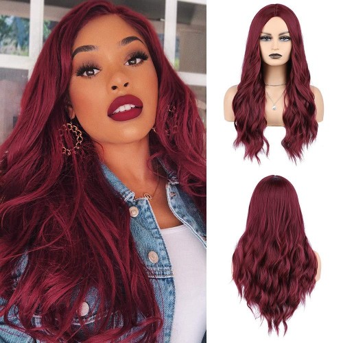 Wine Red Wave Synthetic Hair Wig RW002