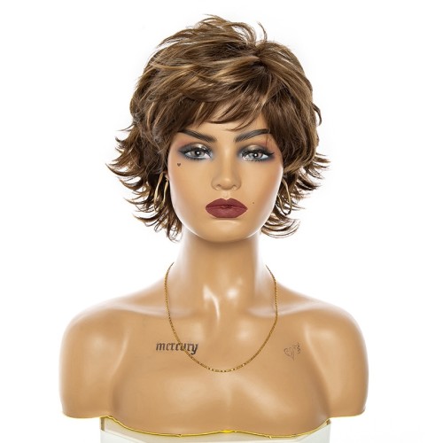Light Brown Mixed Golden Short Synthetic Wigs RW1171