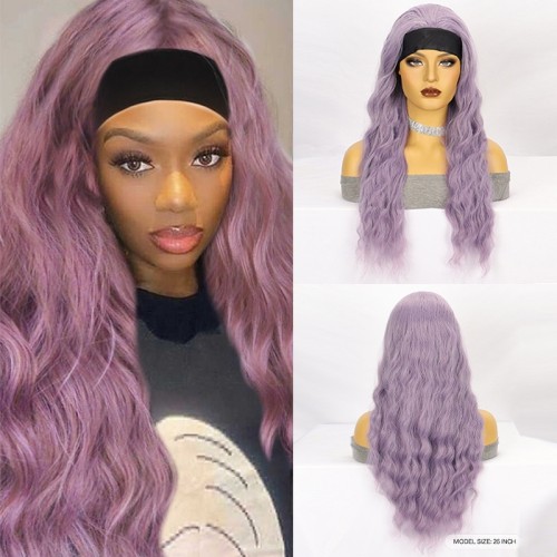 26" Purple Long Wavy Synthetic Headband Wigs HW940