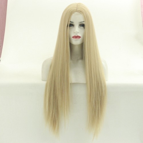 Two Tone Blonde Long Straight Synthetic Wigs RW576