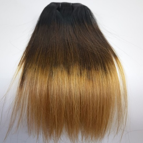 Black Brown Golden Ombre Straight Lace Clip In Human Hair Extension PW1068
