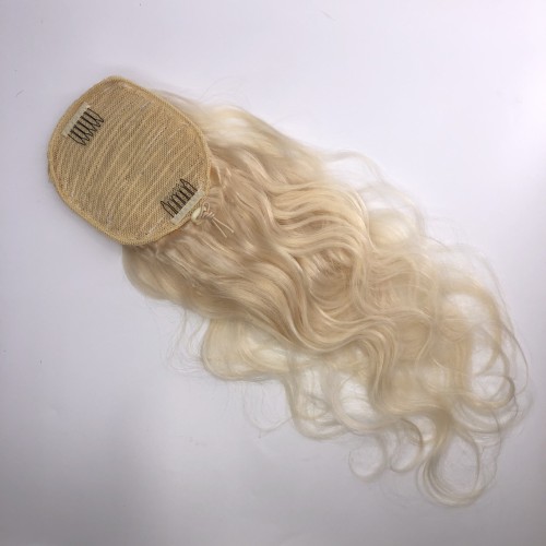 Blonde Body Wave Human Hair Drawstring Rope Ponytail PW1041