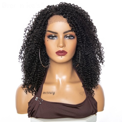 14" Kinky Curly T Part Lace Front Synthetic Wigs LF1249