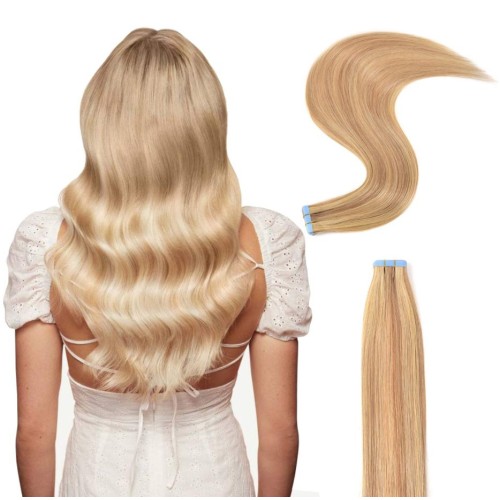 Two Tone Blonde Human Hair Tape In Hair Extensions PW1080