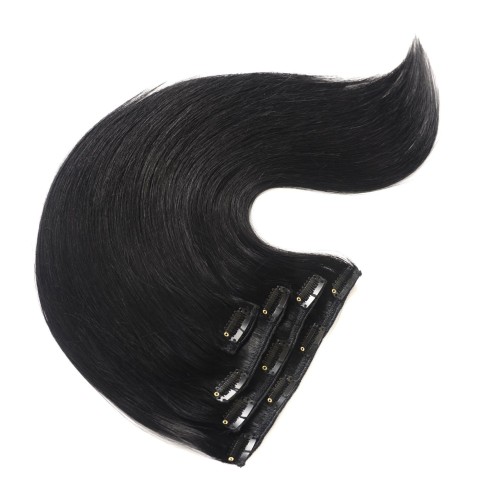 Black Human Hair Clip In Hair Extensions 4-piece Set PW1092