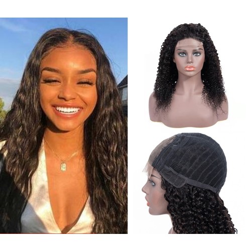 Natural Black Deep Curly Lace Front Human Hair Wigs NH1168