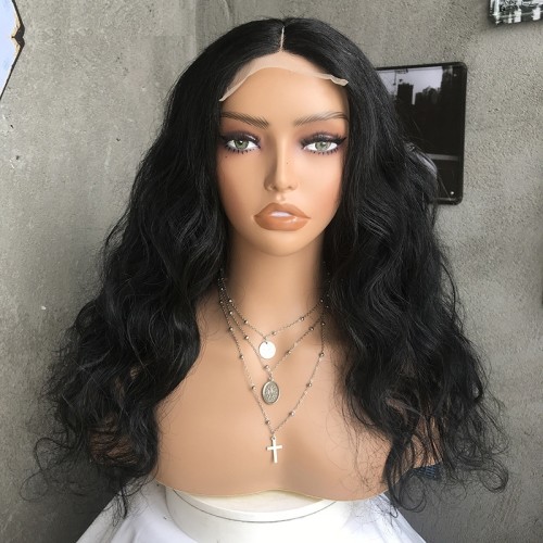 Fluffy Long Wavy Lace Front Blend Human Hair Wigs NH1224