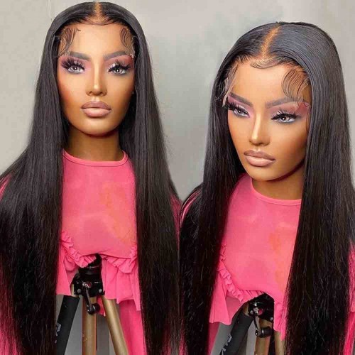18" Black Double Drawn Bone straight Lace Front Remy Natural Hair Wig NH271