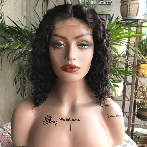 10"  Deep Wave T Part Lace Front Human Hair Wigs NH1307