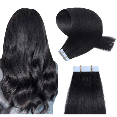 Black Human Hair Tape In Hair Extensions PW1077