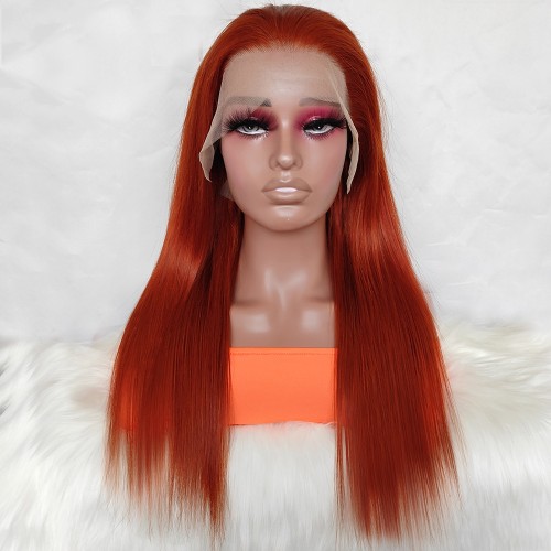 18" Orange Straight 13X4 Lace Front Remy Natural Hair Wig NH287