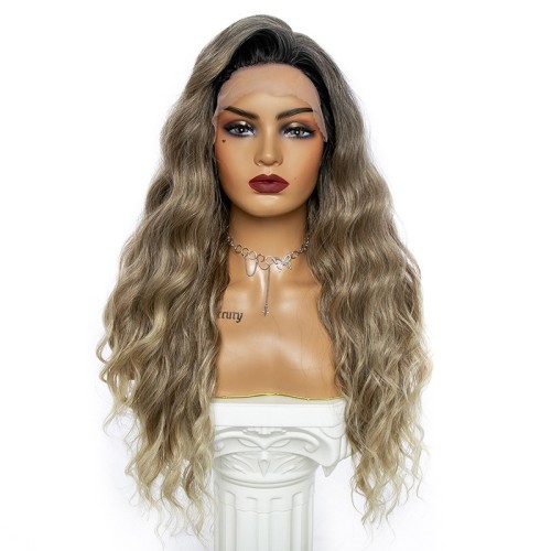 Brownish Blonde Long Wavy Lace Front Synthetic Wigs LF1279