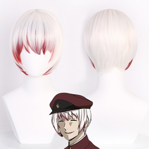 Bungo Stray Dogs White Mixed Red Short Synthetic Cosplay Wigs CW847