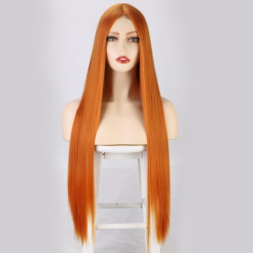 26" Orange Long Straight Synthetic Wigs RW577