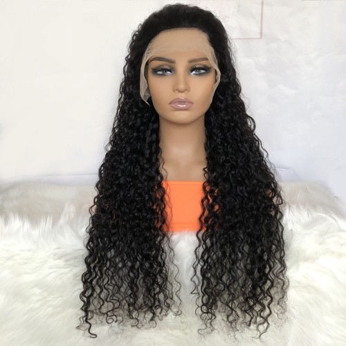 20" Black Water Wave 13X4 Lace Frontal Remy Natural Hair Wig NH276