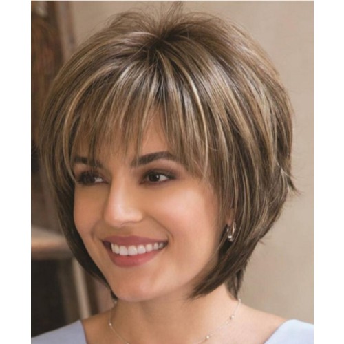 Brown Mixed Golden Short Straight Synthetic Pixie Wigs RW1113