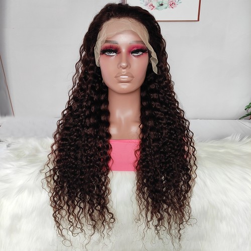 20" Brown Water Wave Lace Front Remy Natural Hair Wig NH327