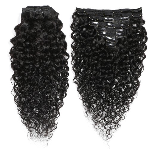 Water Wave Human Hair Clip In Hair Extension PW1064