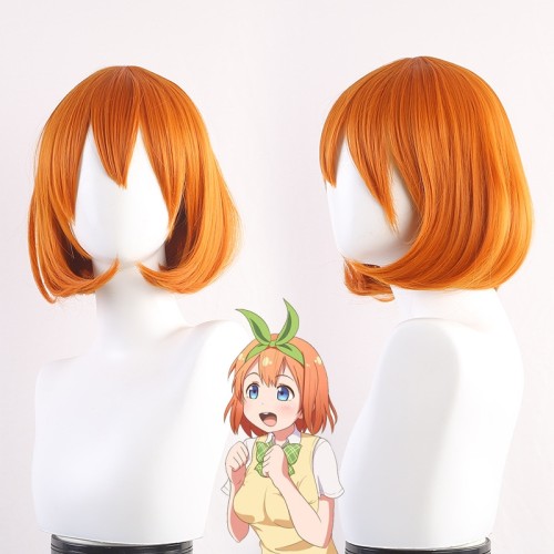 The Quintessential Quintuplets Nakano Yotsuba Orange Short Bob Cosplay Wigs CW902