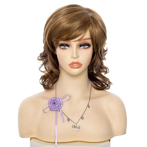 Shoulder-Length Side Parting Short Curls Synthetic Wigs RW1301
