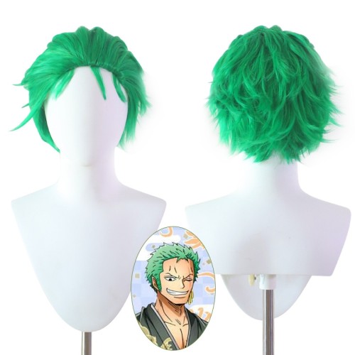 One Piece Roronoa Zoro Green Synthetic Cosplay Wigs CW856