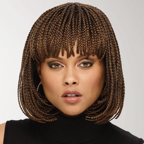 12" Brown Bangs Short African Braid Synthetic Braided Wigs BW751