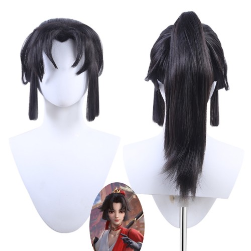 Honor of Kings Yun Ying Black Ponytail Synthetic Cosplay Wigs CW881