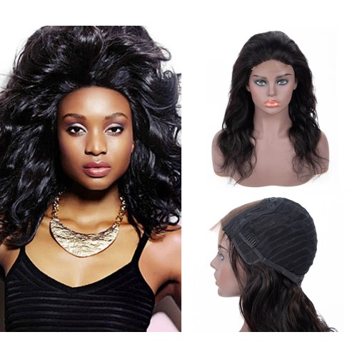 Natural Black Body Wavy Lace Front Human Hair Wigs NH1167