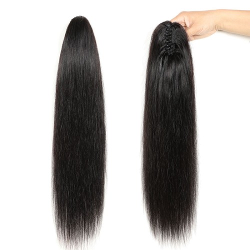 24" Straight Human Hair Claw Clip Ponytail PW1010