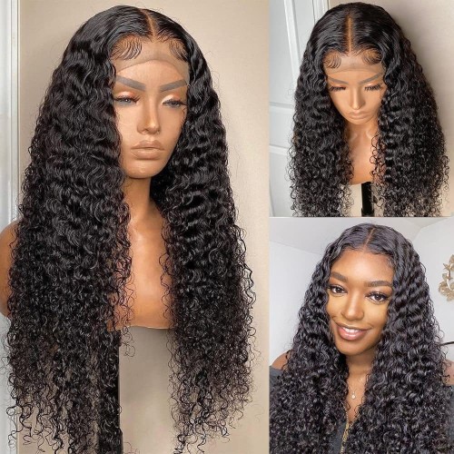 Black Curly Lace Front Synthetic Afro Wig LF029